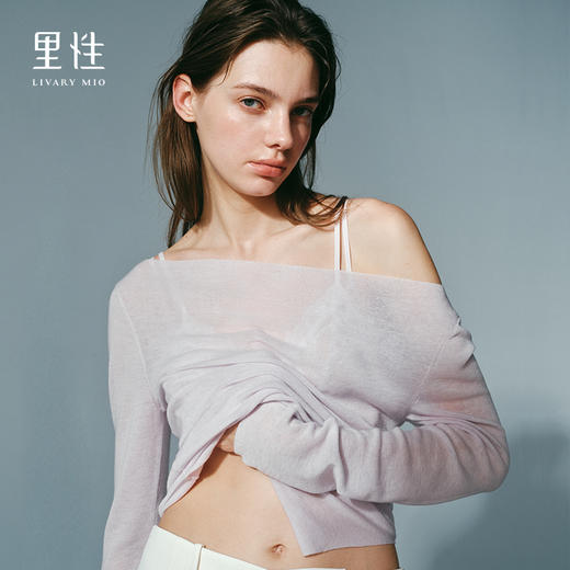 【明星同款】里性 LIVARY MIO 如简 套头低领打底针织衫绵羊毛衫上衣性感微透 商品图1