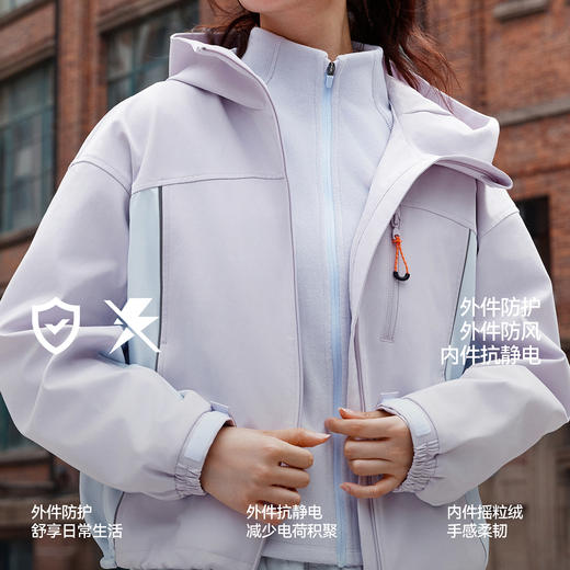 都市护身服|森马外套女冬三防防风抗静电两件套2025新款拼色夹克 商品图2