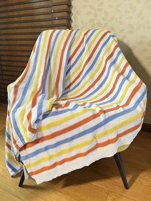 出口北欧转内销！【纯棉针织毯】每一根纱线都经过精梳工艺，触感细腻亲肤；采用针织工艺编织，条纹纹理清晰立体！WD 商品图2