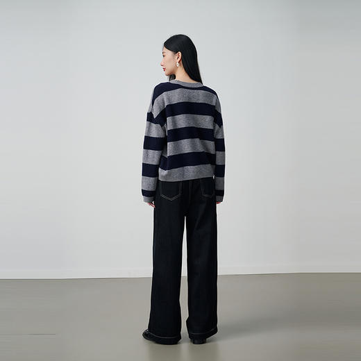 NEELLY纳俪商场同款冬季新款复古明线阔腿牛仔裤女时尚高腰长裤N25104H04524 商品图2