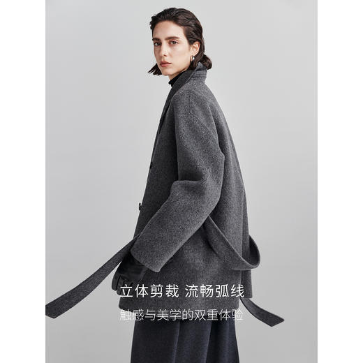 【15羊绒】初棉山羊绒廓形双面毛呢大衣女25秋冬高智感羊毛外套366666008/367666004 商品图3