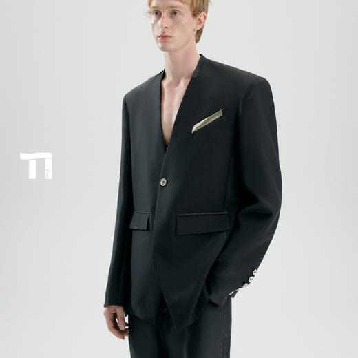 启世录TIWILLTANG“致御格际”金属标无领西装西裤套装 商品图2