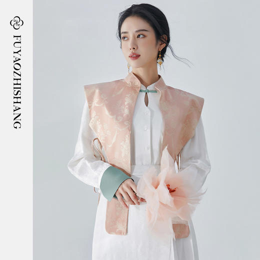 FUYAO扶摇 文艺国风白衬衫小立领刺绣上衣打底衬衫女2025秋季新款 商品图2