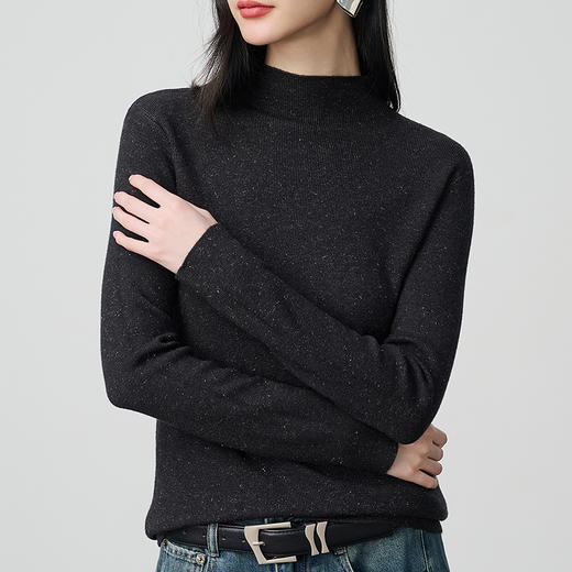 NEELLY纳俪商场同款冬新款优雅百搭显瘦针织衫女半高领亲肤打底衫N25104A06618 商品图2