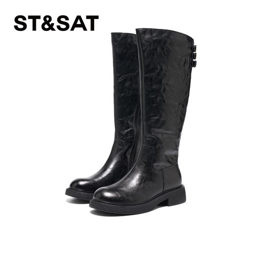 【绒里可选】星期六朋克时髦褶皱设计百搭长筒靴SSD4117560/SSD4119560 商品图8