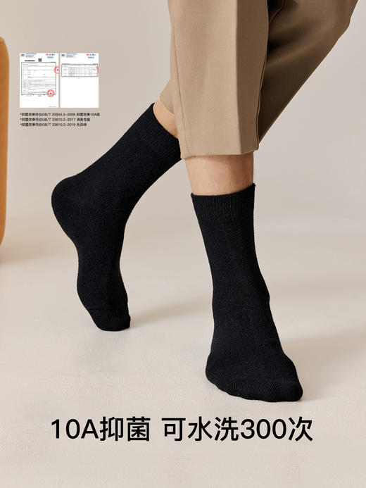 原价33.9元 限时折扣价21.9元 【体慕袜子】羊毛袜子男款秋冬保暖中筒袜抑菌防臭吸汗发热袜子男士加厚长袜 商品图2