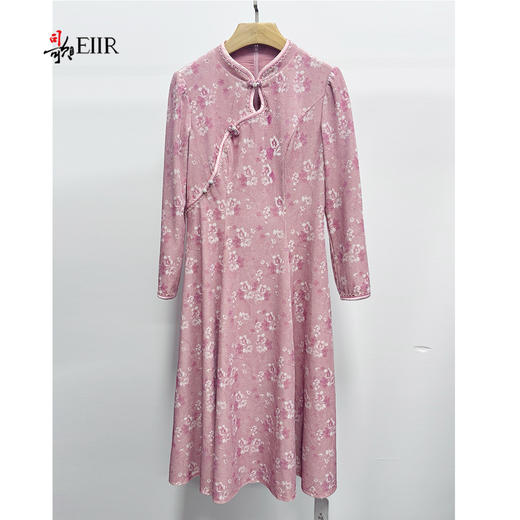 司歌丝绒印花国风裙长袖连衣裙旗袍A881434 商品图0
