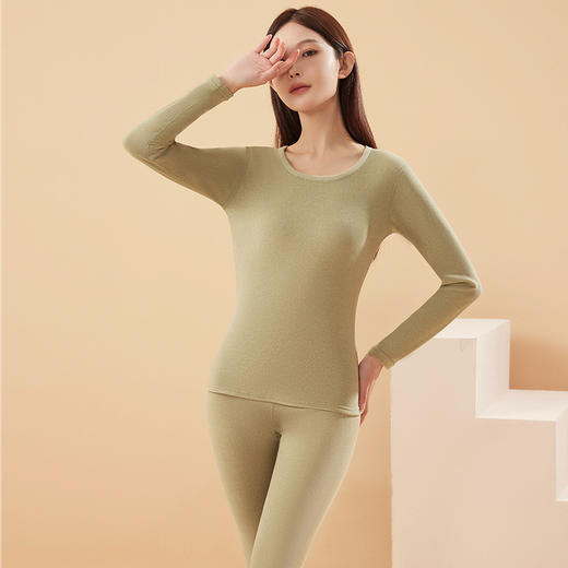 超值俩件，可任选【高弹零压力！温暖无负重】双面磨毛，双倍保暖，新款山羊绒蚕丝保暖内衣套装秋冬女士圆领德绒磨毛秋衣秋裤打底衫。ja 商品图12
