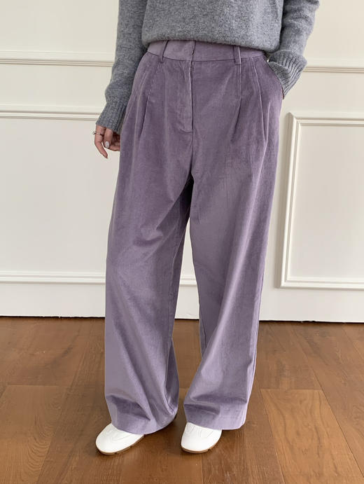 杨采钰法国𝐁𝐒灯芯绒紫色直筒裤阔腿裤101708 商品图11