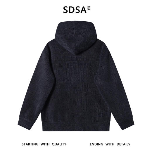 SDSA男士秋冬新款痞帅男装韩版时尚绒毛波浪线抽绳连帽卫衣百搭潮 商品图5