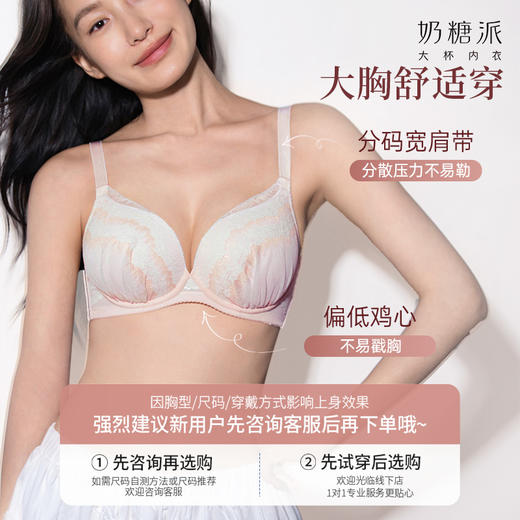 [白桃2.0]文胸3/4杯圆润挺拔大胸承托不显垂聚拢显瘦蕾丝内衣 商品图4