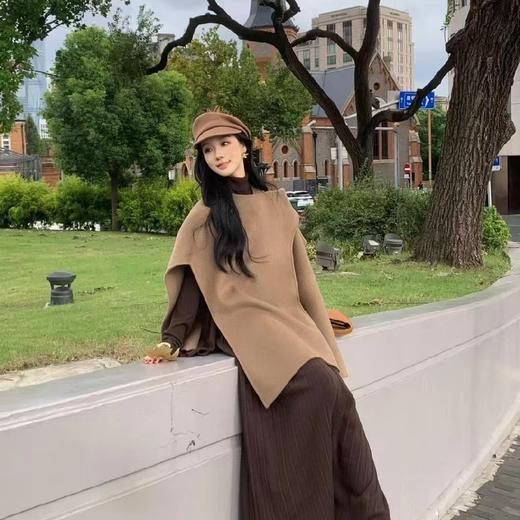 COS*羊毛混纺双面围巾斗篷式外套大衣 商品图2