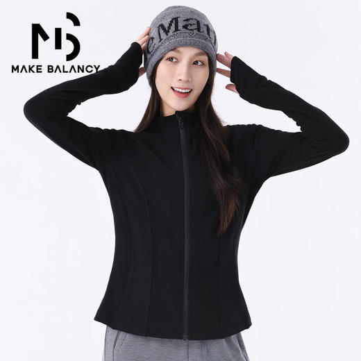 Makebalancy/慕柏郦长袖立领女上衣修身瑜伽保暖外套春秋休闲1996 商品图3