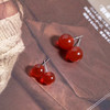 天然ding 级红玛瑙素耳钉10-11mm，925纯银配件 商品缩略图3