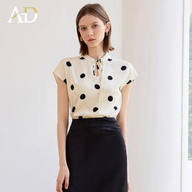 AD洋气减龄波点衬衫2025新款时尚短袖高级感新中式水滴领气质上衣