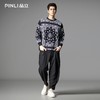 PINLI品立2025秋季新款腰果花宽松长袖T恤男士复古休闲印花上衣潮B253111040 商品缩略图1
