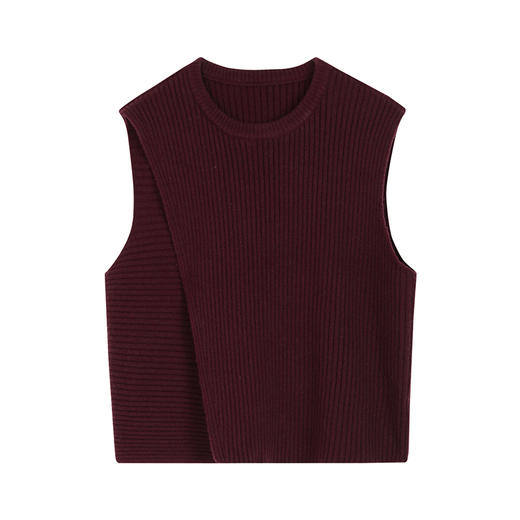 NEELLY纳俪商场同款冬季新款圆领开衩针织背心女简约休闲上衣N25114A04526 商品图3