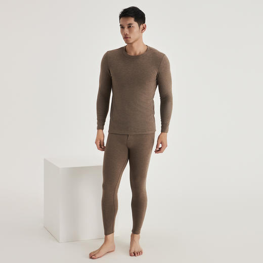 【德绒授权 德国进口纱线 添加羊毛和蚕丝】男女款双面德绒自发热保暖内衣套装 商品图7