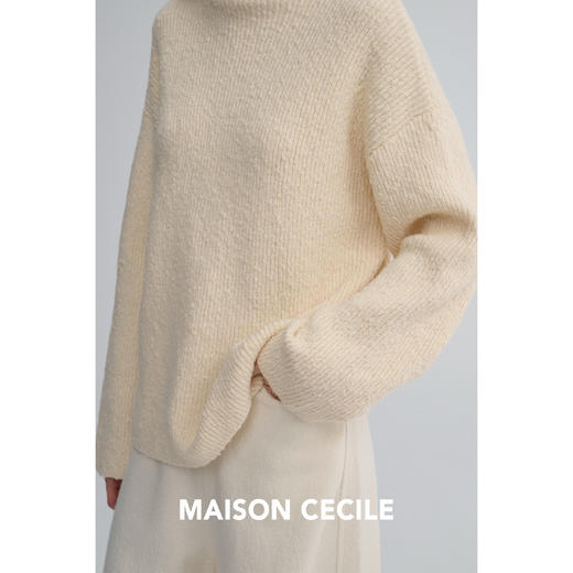 MAISON CECILE 特殊织法羊毛颗粒感点点肌理高领廓形针织毛衣 商品图1