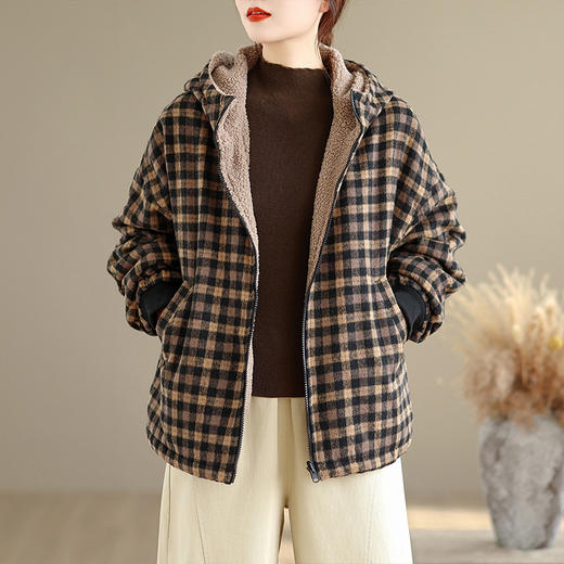 A8639-1 2025年冬季新款加绒加厚双面穿洋气休闲百搭显瘦减龄棉服时尚外套 商品图1