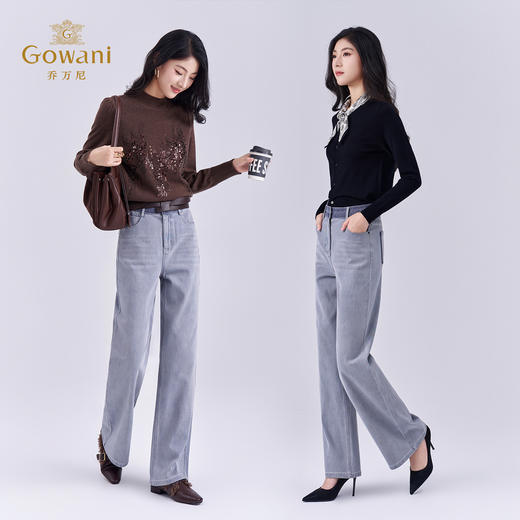 乔万尼冬2025新品复古水洗撞色显瘦直筒牛仔裤EZ3F171 商品图3