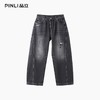 PINLI品立春季新款美式洗水破洞牛仔裤男士宽松直筒休闲长裤GD253116137 商品缩略图3