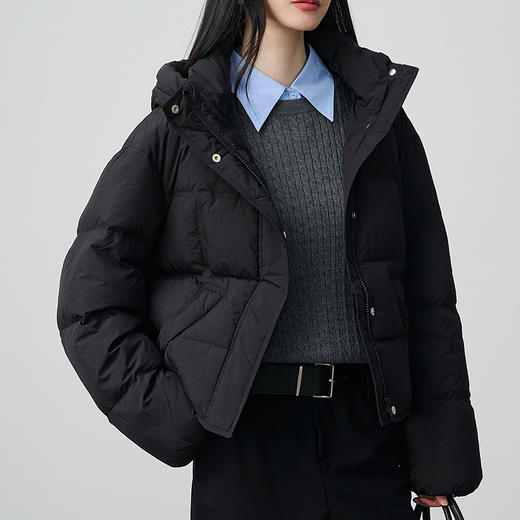 NEELLY纳俪商场同款冬季新款时尚廓形短款羽绒服女休闲舒适外套N25104L03305 商品图2
