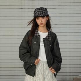 拼接休闲皮衣短款外套-纪念日百货门店同款166643882