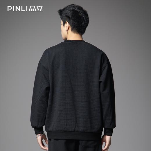 PINLI品立春季新款拼接贴袋圆领卫衣潮牌休闲宽松长袖上衣男B253109100 商品图2