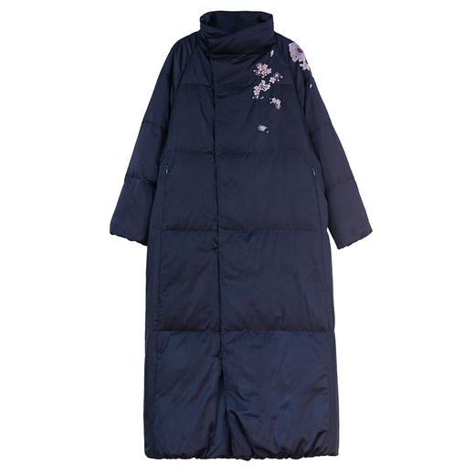 牧衣游原创 刺绣丝棉95级红嘴雁绒羽绒长外套蓬松加厚保暖 宜即 商品图4