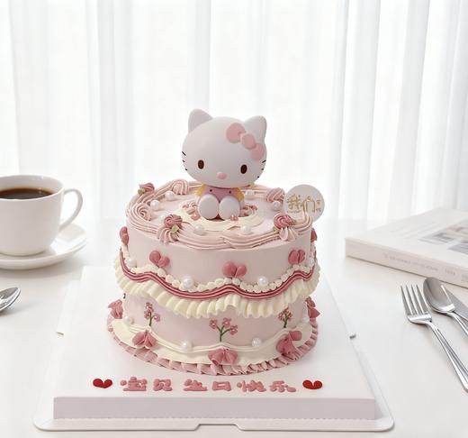 多款式~甜美复古粉色kitty卡通蛋糕-低糖处理无添加 商品图2