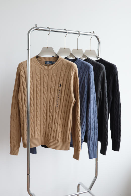 R.L 小刺绣 山羊绒混纺 圆领粗绞花针织毛衣 MY139 商品图4