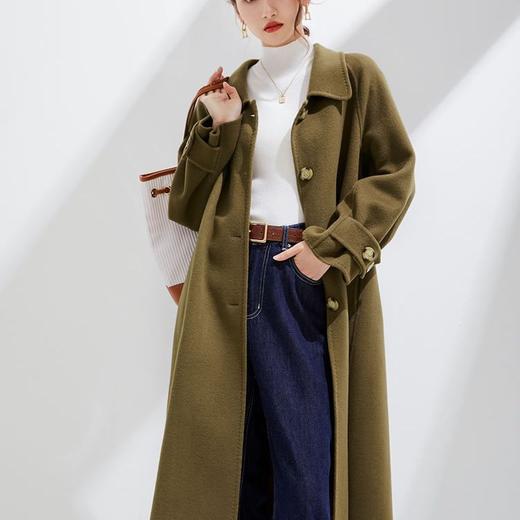 「自」全新升级【铂金会员441/天猫599/差价158】(03018)洛诗琳英伦风双面羊毛大衣2025秋冬显瘦单排扣加长款外套 商品图2