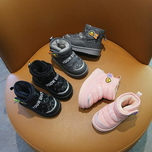 YOUR .DUCK小黄鸭儿童雪地靴冬季新款男童防水加厚宝宝棉鞋软底女童加绒保暖童棉靴22-36 商品图1