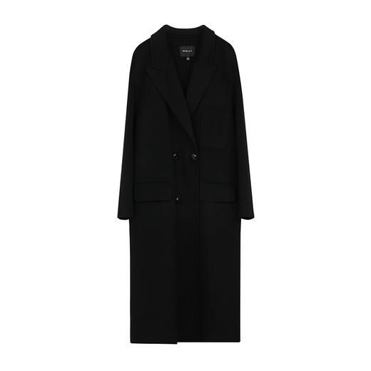 NEELLY纳俪商场同款冬新款绵羊毛长款气质简约大衣女随性慵懒外套N25114N04602 商品图3