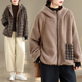 A8639-1 2025年冬季新款加绒加厚双面穿洋气休闲百搭显瘦减龄棉服时尚外套