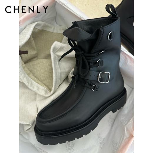 尘衣｜25F/W 厚底系带机车马丁靴 商品图0