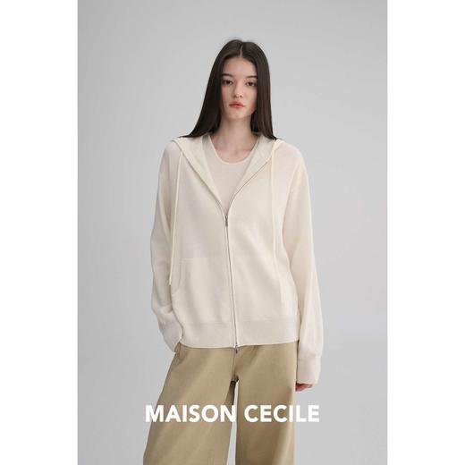 MAISON CECILE两色|高支羊绒羊毛混纺软糯保暖极简拉链式针织开衫 商品图2