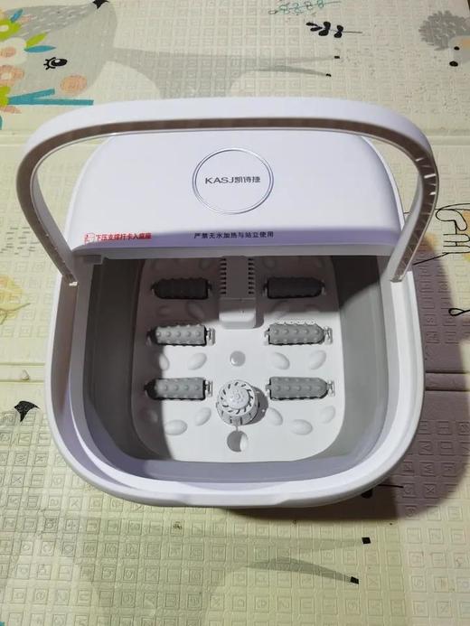 【多妈团购 KASJ凯诗捷T5折叠足浴器送足浴包一袋】水电分离，45℃恒温加热  滚轮按摩 安全无忧，泡脚温暖舒服超轻松 折叠式设计，轻松收纳，随身携带-东橙 商品图12