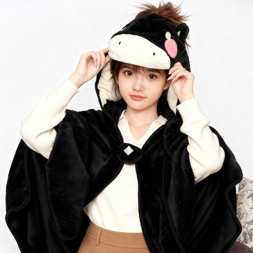 大英博物馆 新年系列 日进斗金 午睡毯披风毛毯-黑色 商品图2