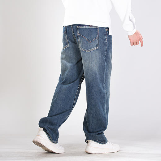 DRONKOO 2025 半松紧腰表袋棕皮标底磨毛中厚牛仔长裤 商品图3