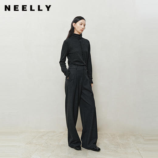 NEELLY纳俪商场同款冬季新款垂感休闲直筒裤女舒适百搭阔腿长裤N25103H01077 商品图0
