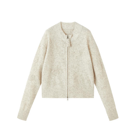 谜底拉链针织开衫长袖2025冬季新品减龄百搭圆领修身女254MZ1880 商品图4