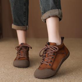 FR 85119真皮单靴复古系带平底高帮单鞋