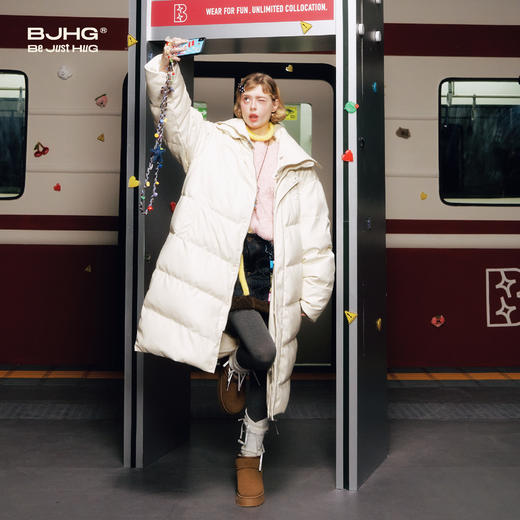 BJHG不计后果仿蛋白皮长款羽绒服男款冬季新款立领防风保暖外套女 商品图4