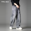 PINLI品立2025秋季新款美式做旧水洗泼墨牛仔裤男宽松直筒长裤潮GD253116143 商品缩略图0