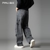 PINLI品立2025秋季新款男士工装宽松直筒牛仔裤复古潮牌弯刀长裤GD253116146 商品缩略图2