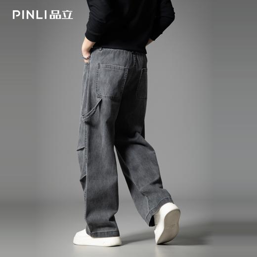 PINLI品立2025秋季新款男士工装宽松直筒牛仔裤复古潮牌弯刀长裤GD253116146 商品图2