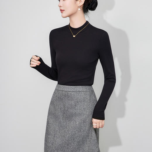 「高货wl」全新升级【铂金会员146/天猫199/差价53】(50854)洛诗琳新款抓毛半高领打底衫2025秋冬修身显瘦亲肤上衣女 商品图1