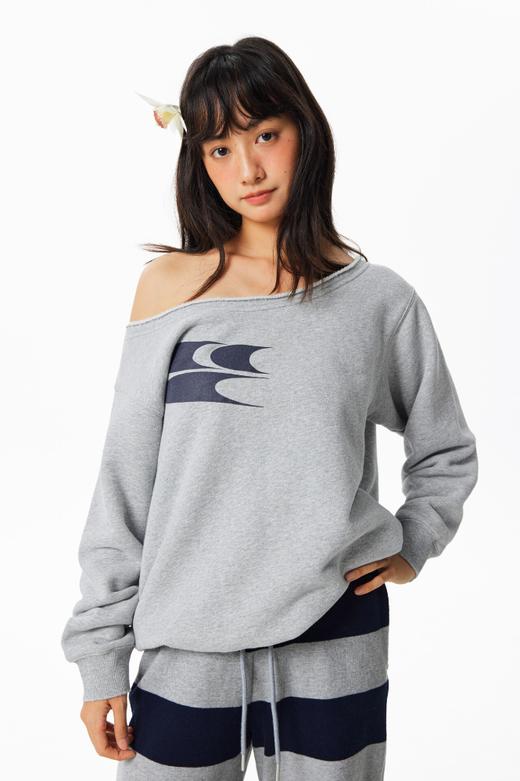 CryingCenter一字斜肩logo卫衣软糯加绒休闲显瘦秋装上衣长袖女款 商品图3